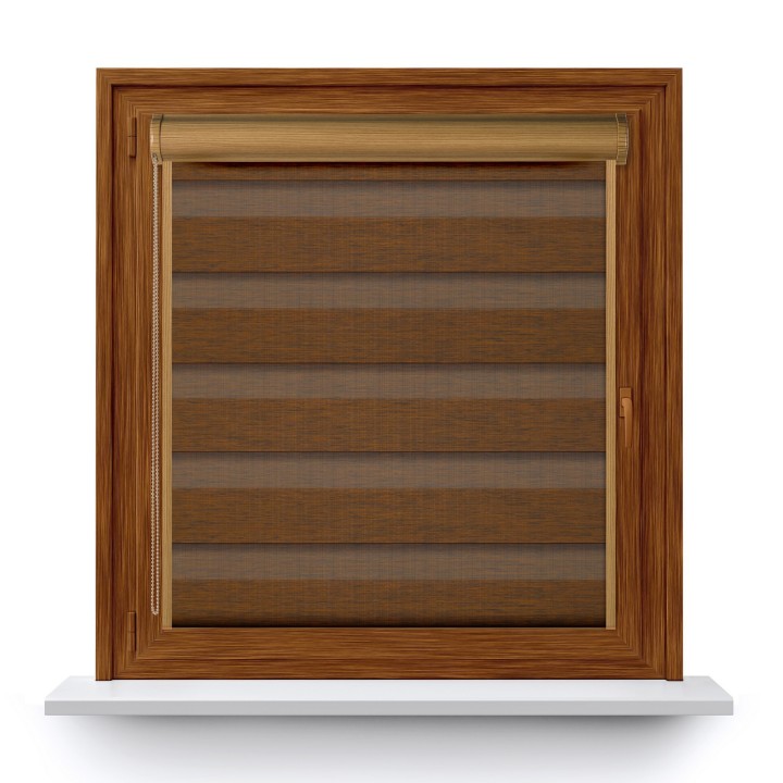 Roleta w kasecie PCV Dzień Noc Przyciemniająca Organza z prowadnicą Brązowa 6