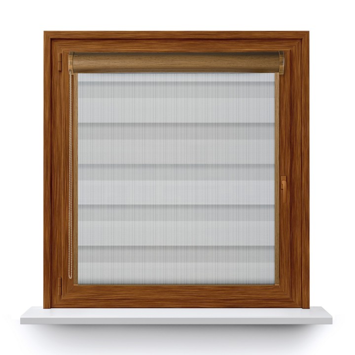 Roleta w kasecie PCV Dzień Noc Przyciemniająca Organza z prowadnicą Szara 1