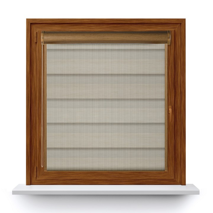 Roleta w kasecie PCV Dzień Noc Przyciemniająca Organza z prowadnicą Beżowa 2