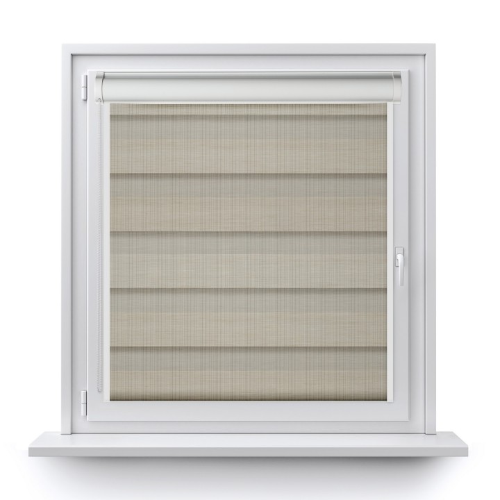 Roleta w kasecie PCV Dzień Noc Przyciemniająca Organza z prowadnicą Beżowa 2