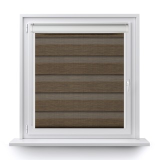 Roleta w kasecie PCV Dzień Noc Przyciemniająca Organza z prowadnicą Brązowa 4