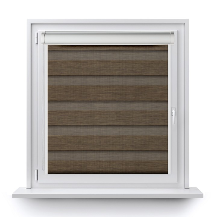 Roleta w kasecie PCV Dzień Noc Przyciemniająca Organza z prowadnicą Brązowa 4