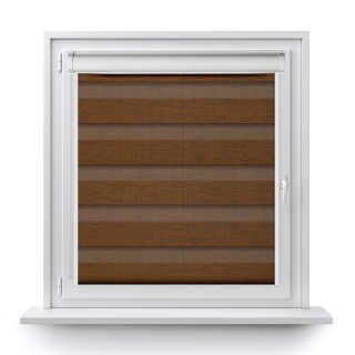 Roleta w kasecie PCV Dzień Noc Przyciemniająca Organza z prowadnicą Brązowa 6