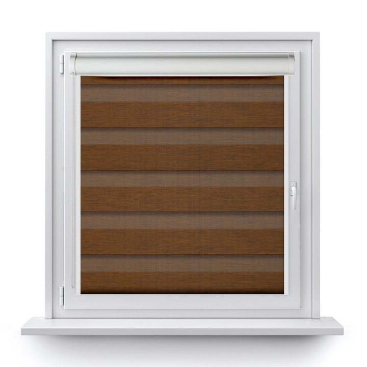 Roleta w kasecie PCV Dzień Noc Przyciemniająca Organza z prowadnicą Brązowa 6