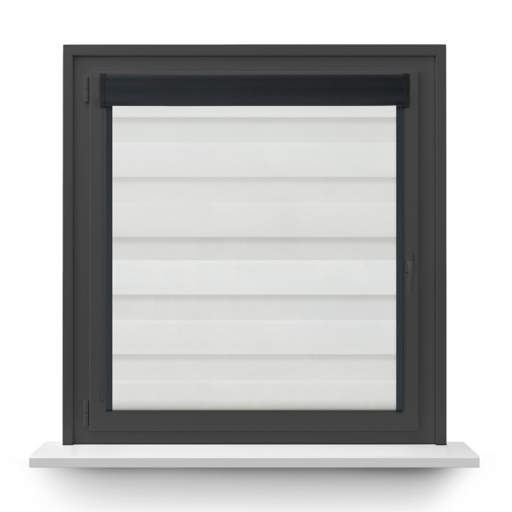 Roleta w kasecie PCV Dzień Noc Przyciemniająca Romance z prowadnicą Biała 1013