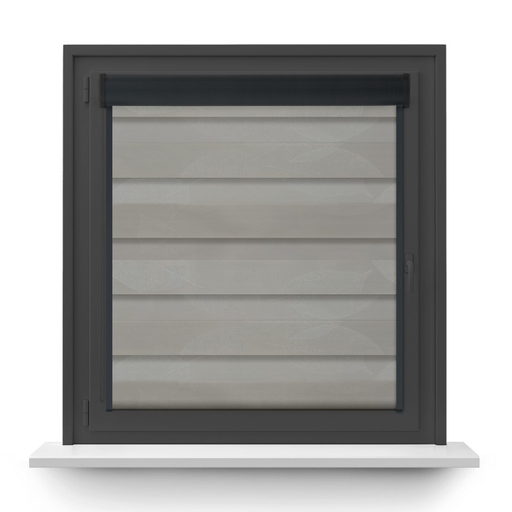 Roleta w kasecie PCV Dzień Noc Przyciemniająca Romance z prowadnicą Szara 1045