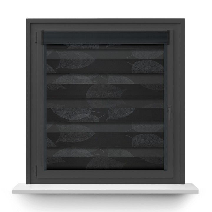 Roleta w kasecie PCV Dzień Noc Przyciemniająca Romance z prowadnicą Czarna 1097