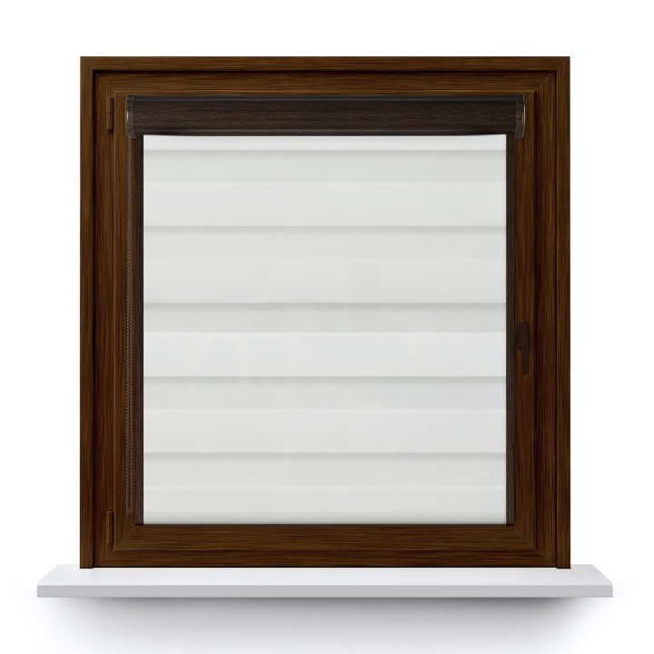 Roleta w kasecie PCV Dzień Noc Przyciemniająca Romance z prowadnicą Biała 1013