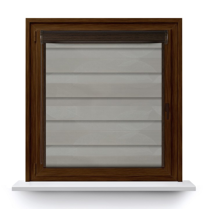 Roleta w kasecie PCV Dzień Noc Przyciemniająca Romance z prowadnicą Szara 1045