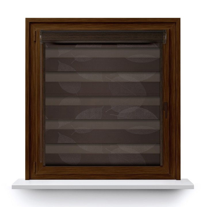 Roleta w kasecie PCV Dzień Noc Przyciemniająca Romance z prowadnicą Brązowa 1087