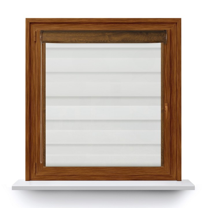 Roleta w kasecie PCV Dzień Noc Przyciemniająca Romance z prowadnicą Biała 1013