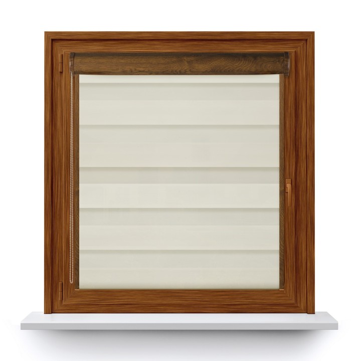 Roleta w kasecie PCV Dzień Noc Przyciemniająca Romance z prowadnicą Kremowa 1023