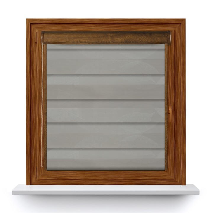 Roleta w kasecie PCV Dzień Noc Przyciemniająca Romance z prowadnicą Szara 1045