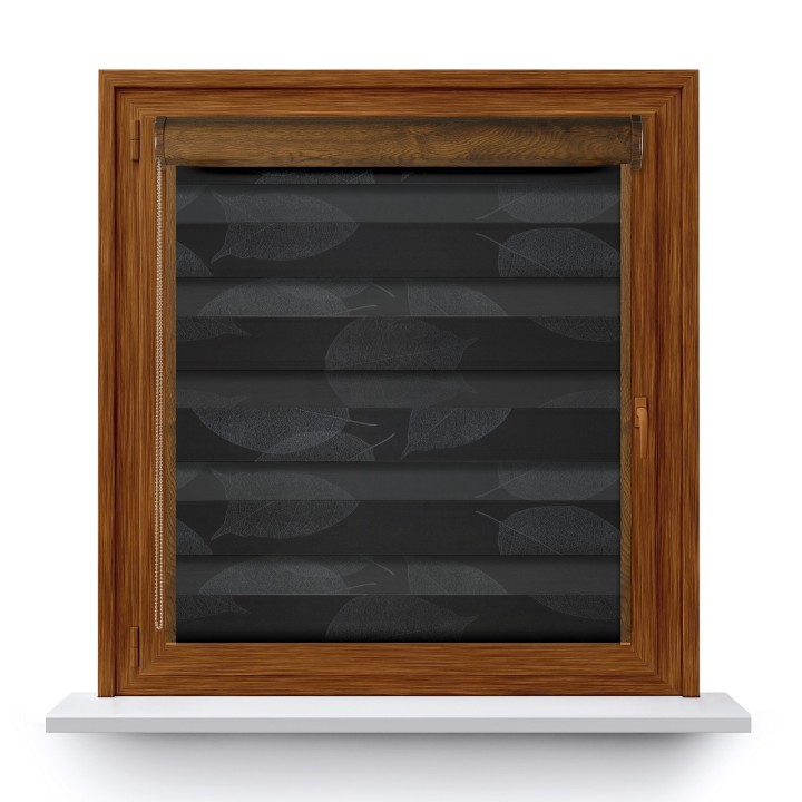 Roleta w kasecie PCV Dzień Noc Przyciemniająca Romance z prowadnicą Czarna 1097