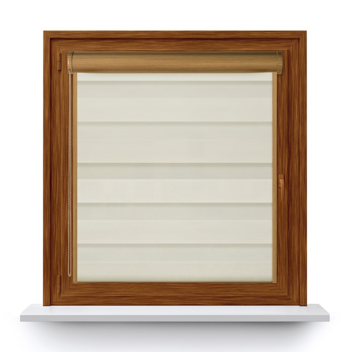 Roleta w kasecie PCV Dzień Noc Przyciemniająca Romance z prowadnicą Kremowa 1023