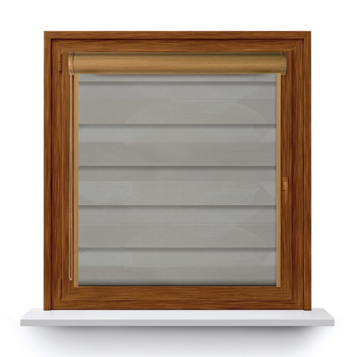 Roleta w kasecie PCV Dzień Noc Przyciemniająca Romance z prowadnicą Szara 1045