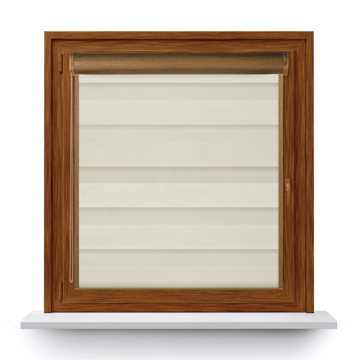 Roleta w kasecie PCV Dzień Noc Przyciemniająca Romance z prowadnicą Kremowa 1023