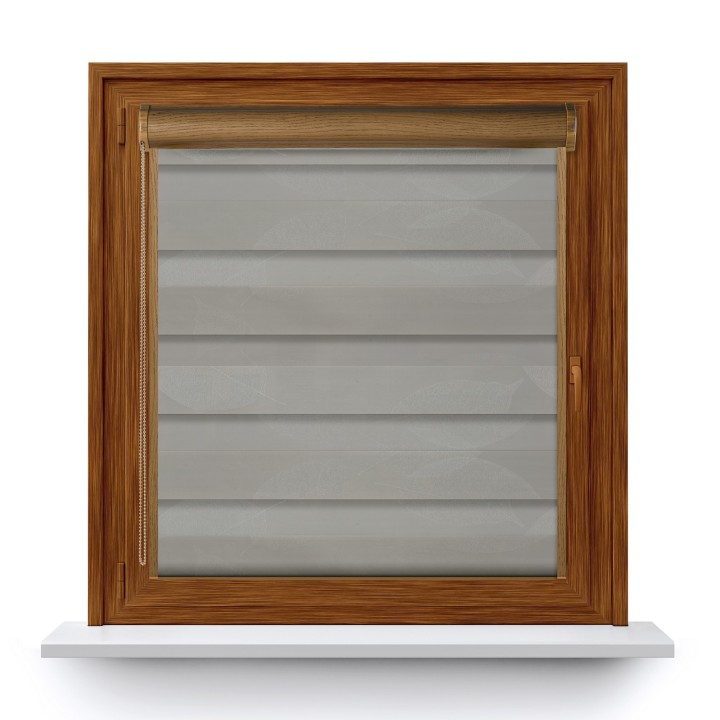 Roleta w kasecie PCV Dzień Noc Przyciemniająca Romance z prowadnicą Szara 1045