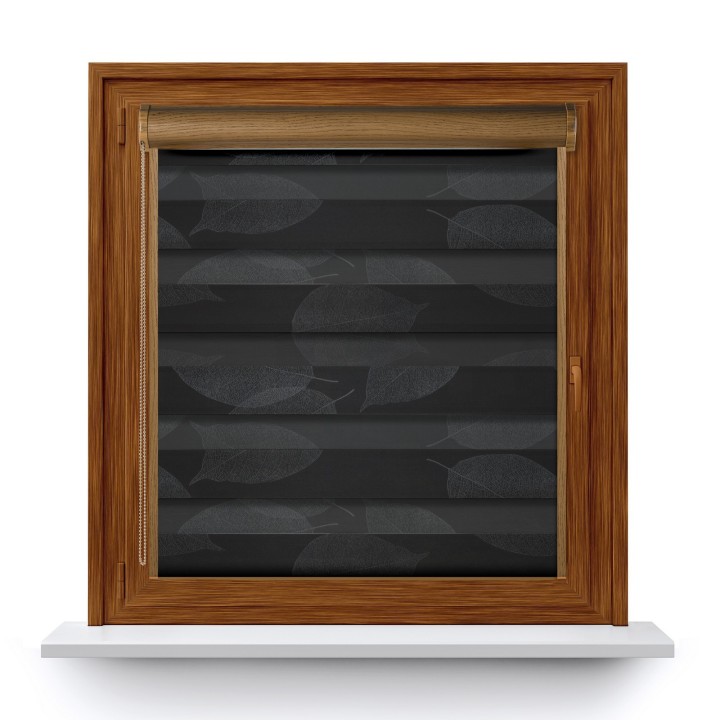 Roleta w kasecie PCV Dzień Noc Przyciemniająca Romance z prowadnicą Czarna 1097