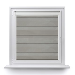 Roleta w kasecie PCV Dzień Noc Przyciemniająca Romance z prowadnicą Szara 1045