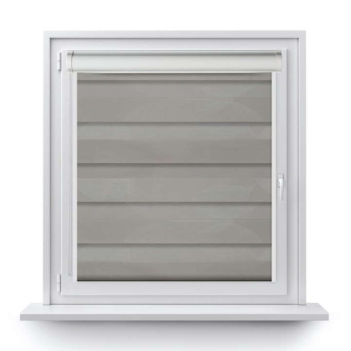 Roleta w kasecie PCV Dzień Noc Przyciemniająca Romance z prowadnicą Szara 1045