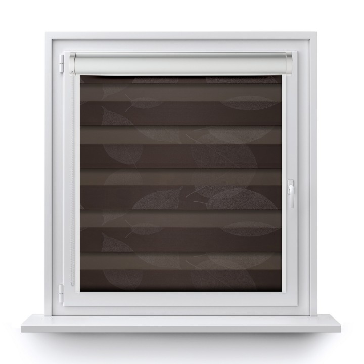 Roleta w kasecie PCV Dzień Noc Przyciemniająca Romance z prowadnicą Brązowa 1087