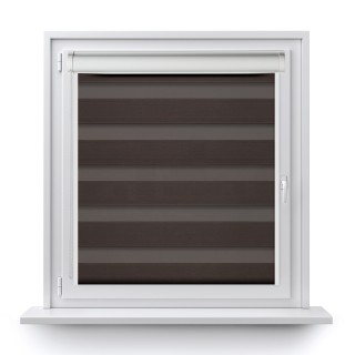 Roleta w kasecie PCV Dzień Noc Przyciemniająca Spotlight z prowadnicą Ciemnobrązowa 2027