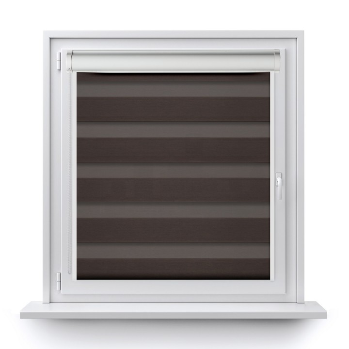 Roleta w kasecie PCV Dzień Noc Przyciemniająca Spotlight z prowadnicą Ciemnobrązowa 2027