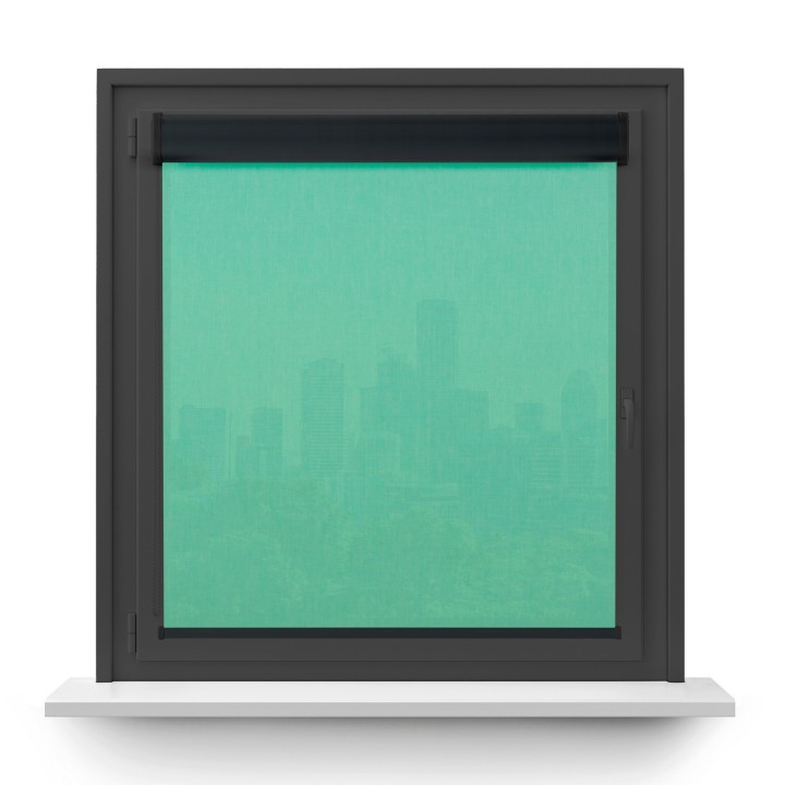 Roleta w kasecie PCV Gładka Przyciemniająca Melange bez prowadnic Turkusowa 731