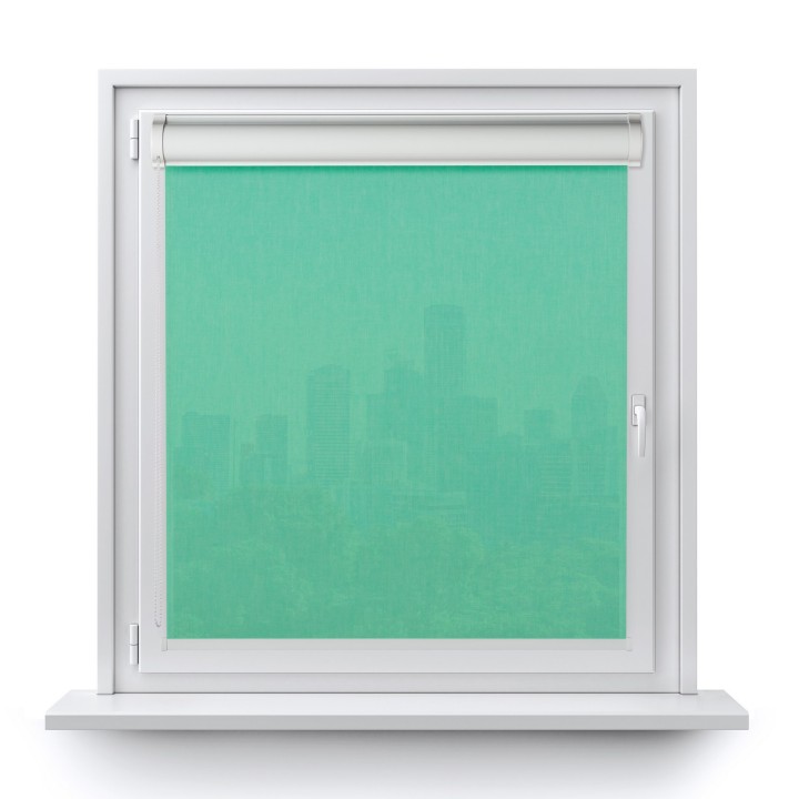 Roleta w kasecie PCV Gładka Przyciemniająca Melange bez prowadnic Turkusowa 731