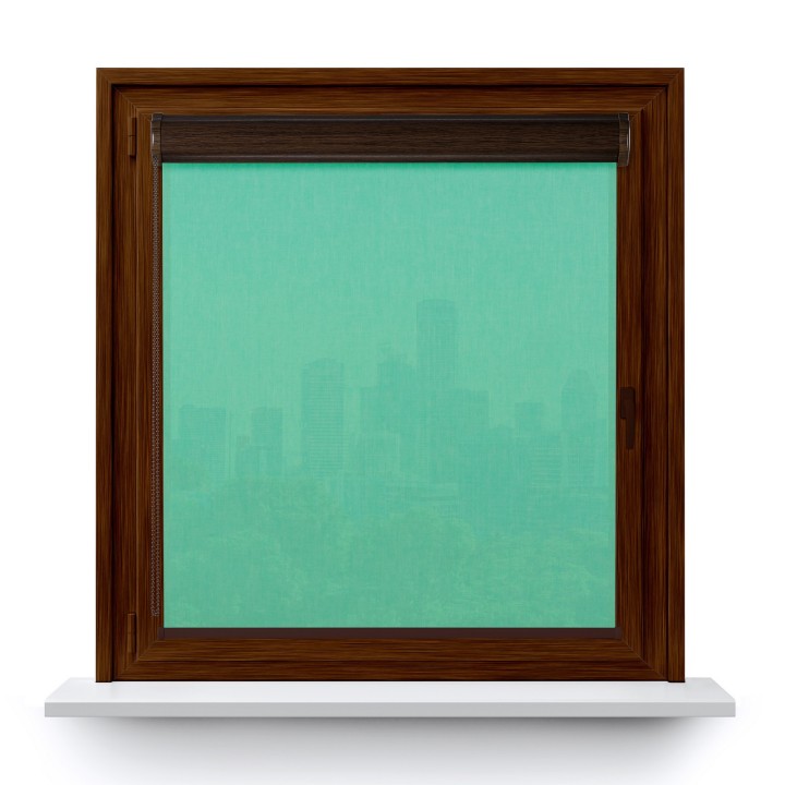 Roleta w kasecie PCV Gładka Przyciemniająca Melange bez prowadnic Turkusowa 731