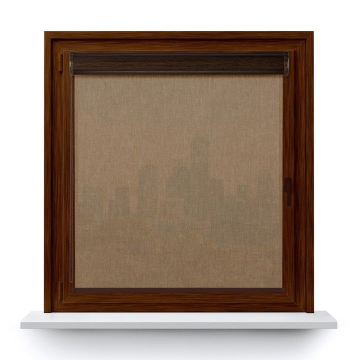 Roleta w kasecie PCV Gładka Przyciemniająca Melange bez prowadnic Brązowa 737