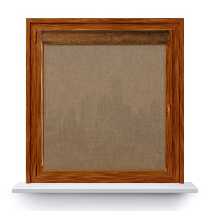 Roleta w kasecie PCV Gładka Przyciemniająca Melange bez prowadnic Brązowa 737