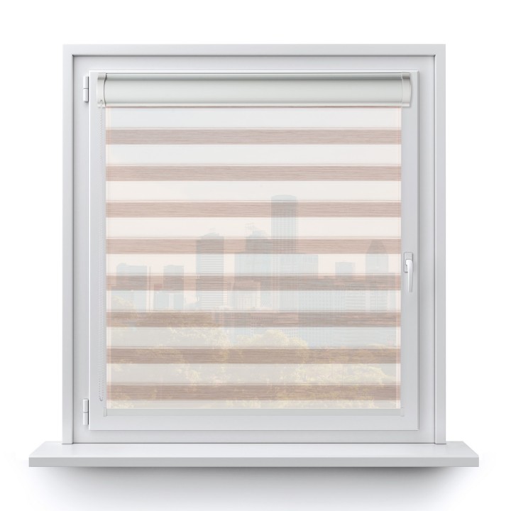 Roleta w kasecie PCV Gładka Przyciemniająca Ex Paski bez prowadnic Jasnobrązowa 76