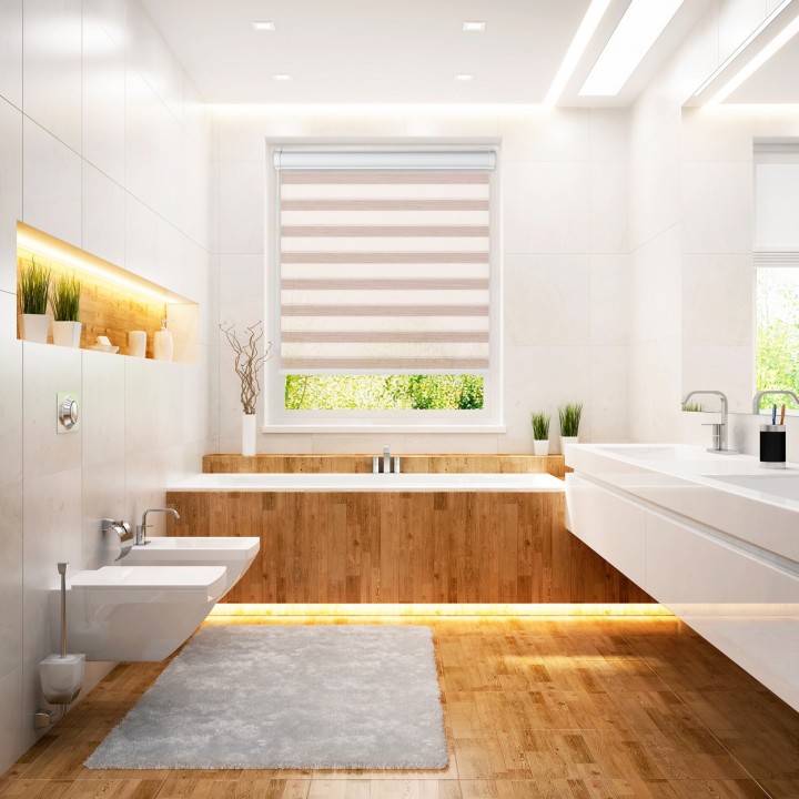 Roleta w kasecie PCV Gładka Przyciemniająca Ex Paski bez prowadnic Jasnobrązowa 76