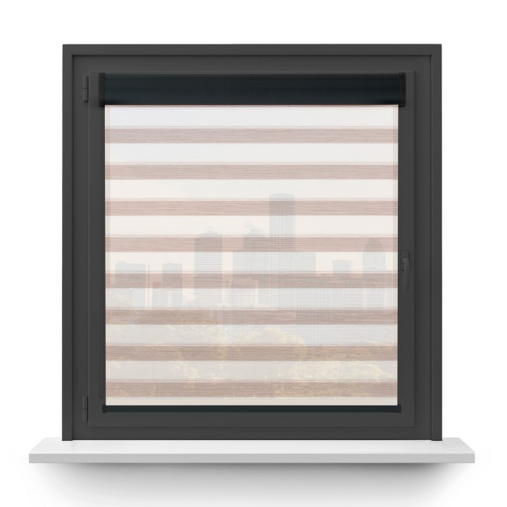 Roleta w kasecie PCV Gładka Przyciemniająca Ex Paski bez prowadnic Jasnobrązowa 76