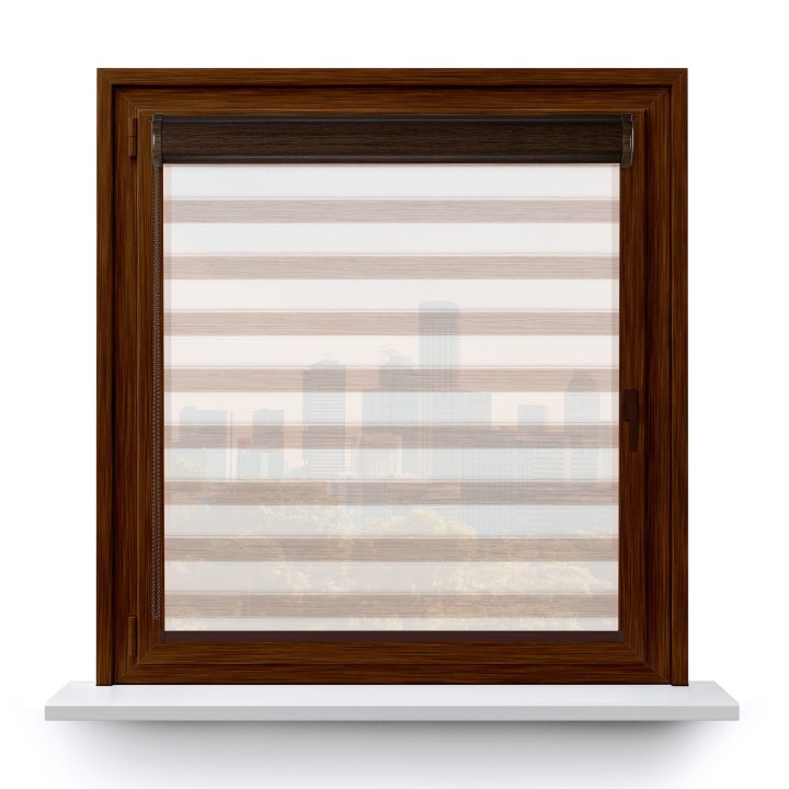 Roleta w kasecie PCV Gładka Przyciemniająca Ex Paski bez prowadnic Jasnobrązowa 76