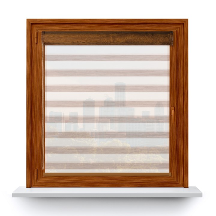 Roleta w kasecie PCV Gładka Przyciemniająca Ex Paski bez prowadnic Jasnobrązowa 76