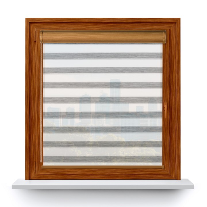 Roleta w kasecie PCV Gładka Przyciemniająca Ex Paski bez prowadnic Szara 73