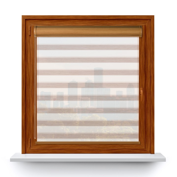 Roleta w kasecie PCV Gładka Przyciemniająca Ex Paski bez prowadnic Jasnobrązowa 76