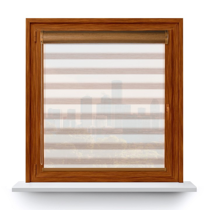 Roleta w kasecie PCV Gładka Przyciemniająca Ex Paski bez prowadnic Jasnobrązowa 76