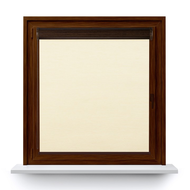 Roleta w kasecie PCV Gładka Zaciemniająca EX Termo Blackout bez prowadnic Beżowa 34