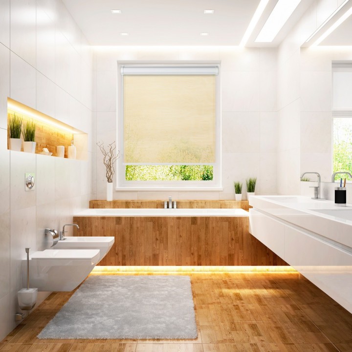 Roleta w kasecie PCV Gładka Przyciemniająca Bambus bez prowadnic Szara 328