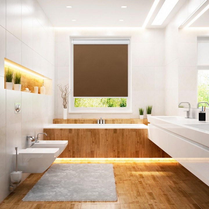 Roleta w kasecie PCV Gładka Zaciemniająca Termo Zaciemniająca bez prowadnic Brązowa 301