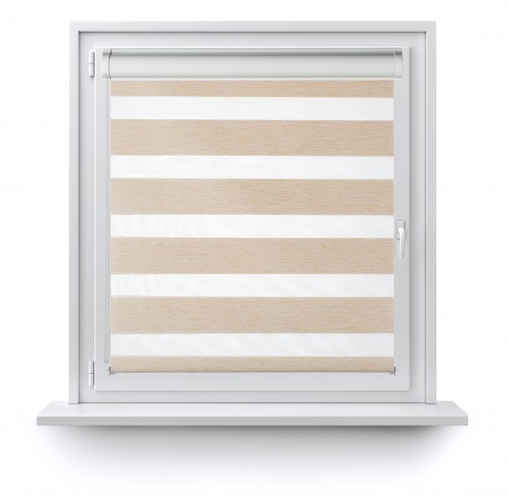 Roller blind in PVC cassette with guide Day-Night Bahama XV beige BH1504