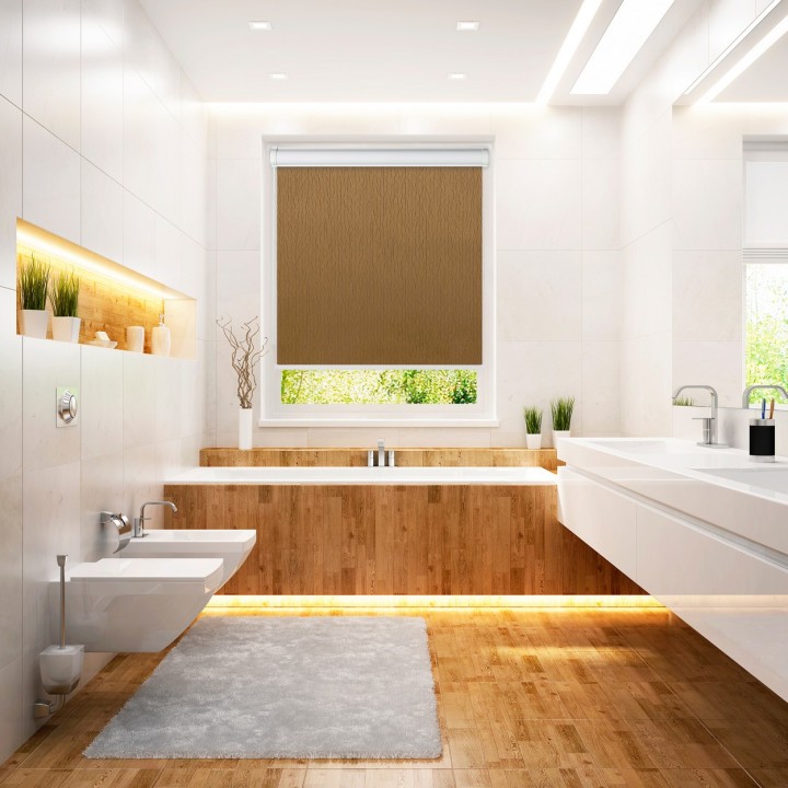 Roleta w kasecie PCV Gładka Przyciemniająca Bambus bez prowadnic Brązowa 323