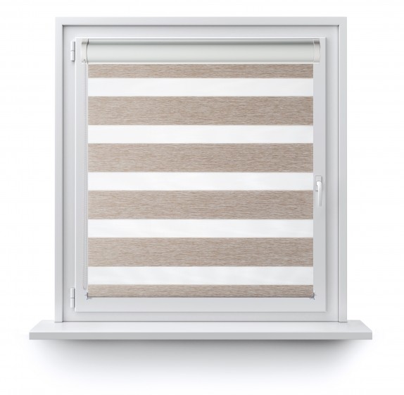 Roller blind in PVC cassette with guide Day-Night Bahama XV beige BH1502