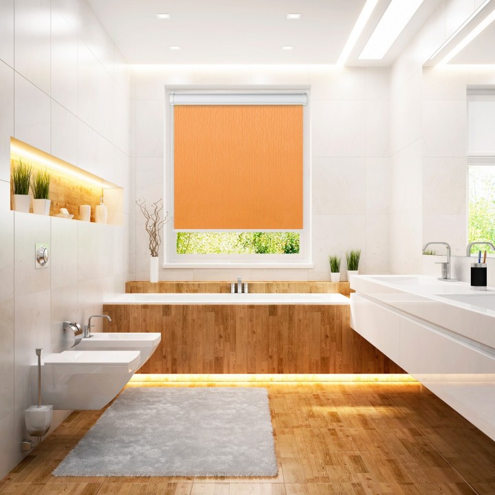 Roleta w kasecie PCV Gładka Przyciemniająca Bambus bez prowadnic Pomarańczowa 327