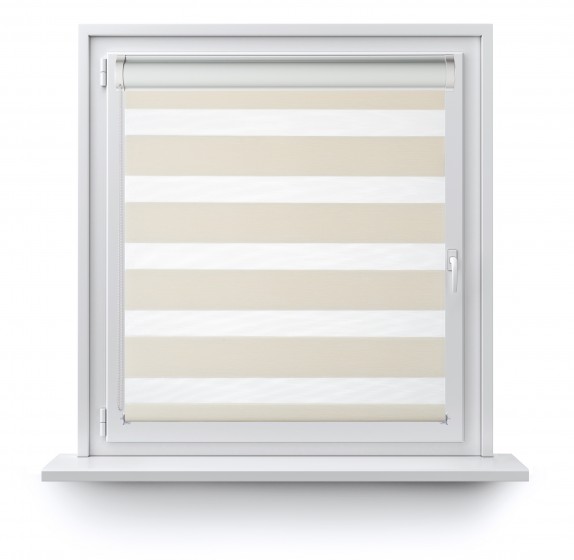 Roller blind in PVC cassette with guide Day-Night Bahama XV creamy BH1508