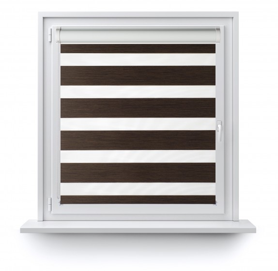 Roller blind in PVC cassette with guide Day-Night Bahama XV brown BH1506